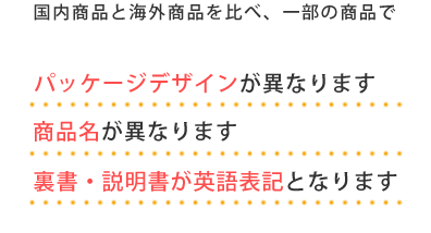 パッケージデザイン・商品名が異なる、説明書が英語表記になります